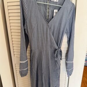 Hollister Blue Striped Long Sleeve Dress